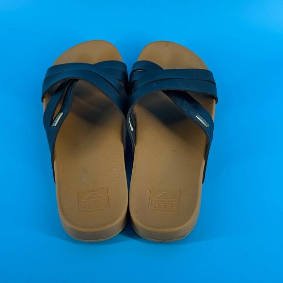 Reef Criss Cross Slide Sandals Womens 11 Black Beach Casual Minimalist - Picture 5 of 11